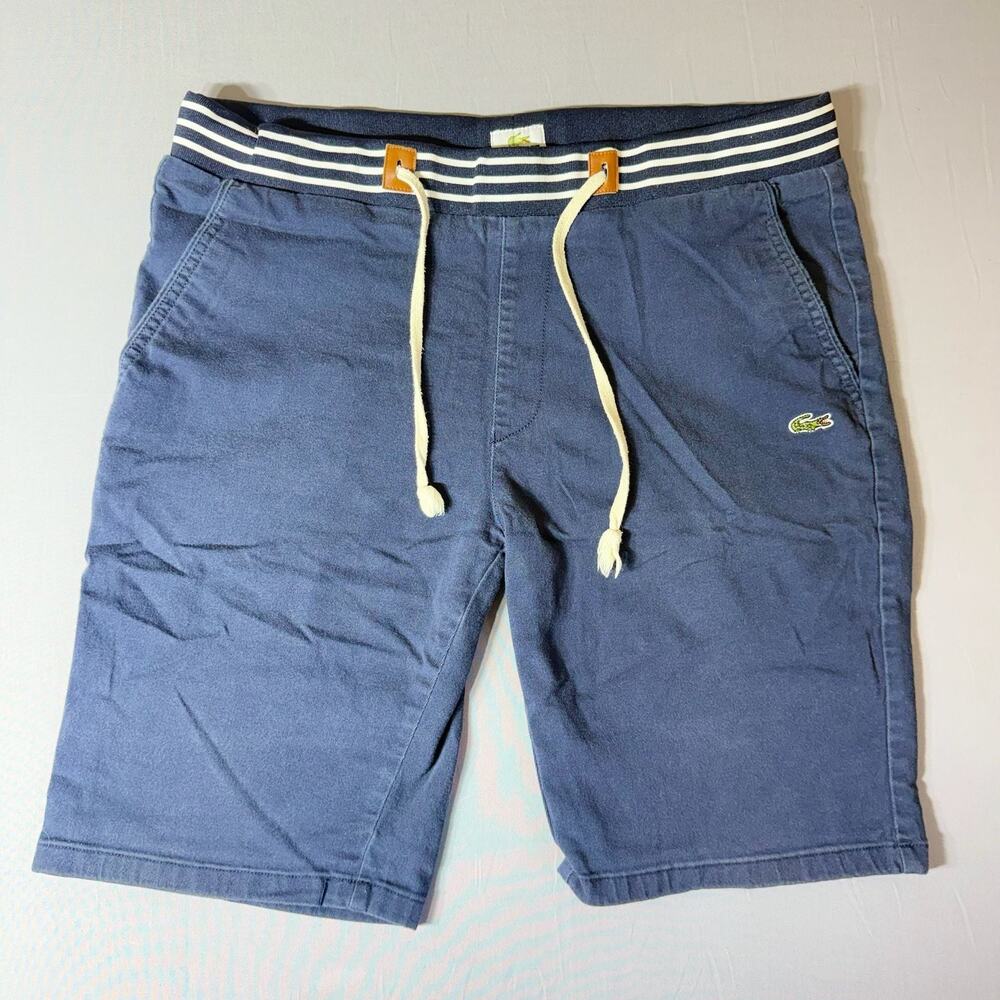 Lacoste Men's Navy Blue Stripe Waistband Chino Sleep Shorts